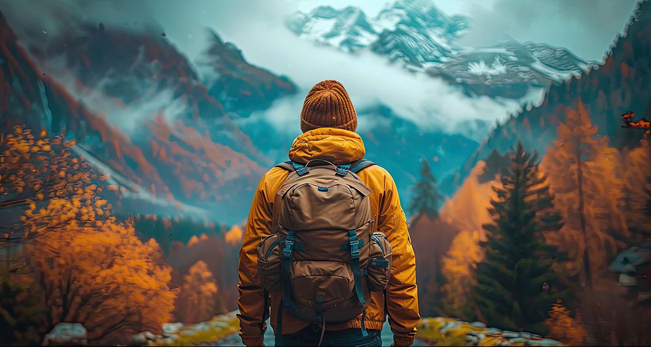 Travel Trekker with a backpack exploring the world